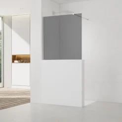 Pare-muret 100x90cm Paroi en verre Crystal Glass 8 mm anticalcaire, avec bras et profilés chrome brillant (SATBWIS90KSPR)