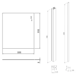 Pare-muret 100x90cm Paroi en verre Crystal Glass 8 mm anticalcaire, avec bras et profilés chrome brillant (SATBWIS90KSPR)