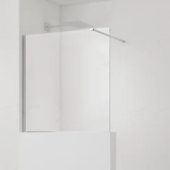 Pare-muret 120x100cm Paroi en verre Crystal Glass 8 mm anticalcaire, avec bras et profilés chrome brillant (SATBWIS120PR)
