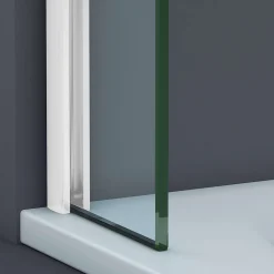 Paroi de baignoire fixe en verre sécurité transparent ép 6mm anti calcaire, L100 x H147 cm, blanc mat, SUPERBAN Mont Blanc CC
