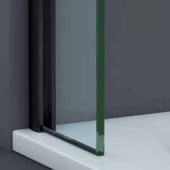 Paroi de baignoire fixe en verre sécurité transparent ép 8mm anti calcaire, L110 x H147 cm, noir mat, SUPERBAN Mont Blanc CC
