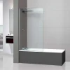 Paroi de baignoire fixe en verre sécurité transparent ép 6mm anti calcaire, L100 x H147 cm, chrome, SUPERBAN Mont Blanc CC