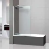 Paroi de baignoire fixe en verre sécurité transparent ép 8mm anti calcaire, L100 x H147 cm, blanc brillant, SUPERBAN Mont Blanc CC