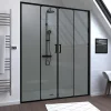 Paroi de douche à double porte coulissante 160 x 200 cm, profilé noir mat laqué, Galedo Factory