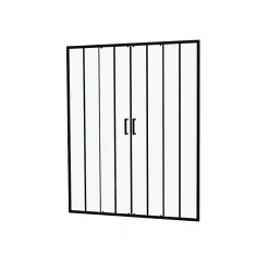 Paroi de douche à double porte coulissante 120 x 160 cm, profilé noir mat laqué, Galedo Factor X