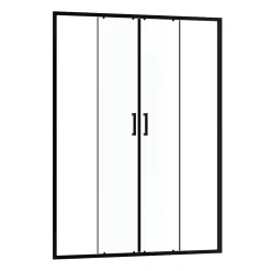 Paroi de douche à double porte coulissante 140 x 200 cm, profilé noir mat laqué, Galedo Factory