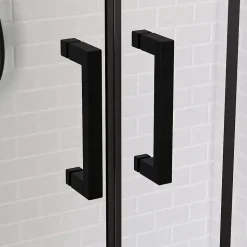 Paroi de douche à double porte coulissante 140 x 200 cm, profilé noir mat laqué, Galedo Factory