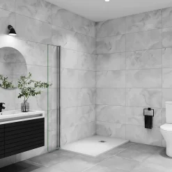 Paroi de douche à l'italienne pivotante mural - 8 mm verre anticalcaire, alu chromé - 35x200 cm
