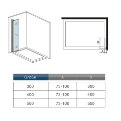 Paroi de douche à l'italienne pivotante mural - 8 mm verre anticalcaire, alu chromé - 35x200 cm