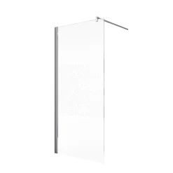 Paroi de douche à l'italienne l.120xH.190cm, Walk In, verre transparent anticalcaire 6mm, décor Galets chromés, profilé chromé, Schulte NewStyle