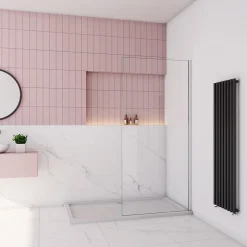 paroi de douche à l'italienne fixe 30x200cm,style atelier,Profilé en aluminium chromé,en 8mm verre anticalcaire,sans receveur
