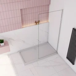 paroi de douche à l'italienne fixe 30x200cm,style atelier,Profilé en aluminium chromé,en 8mm verre anticalcaire,sans receveur