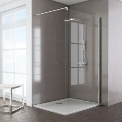 Paroi de douche à l'italienne l.120 x H.200 cm, Walk In, verre transparent anticalcaire, profilé chromé, Schulte Masterclass Espace 8 T