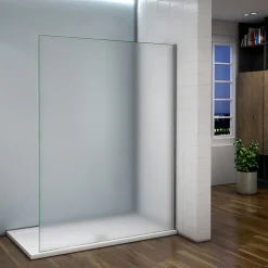 Paroi de douche à l'italienne dépolie - Profilé en alu chromé - paroi fixe sablé - 8mm verre anticalcaire - 120x200cm