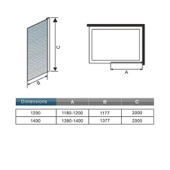 Paroi de douche à l'italienne dépolie - Profilé en alu chromé - paroi fixe sablé - 8mm verre anticalcaire - 120x200cm