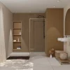 Paroi de douche à l'italienne l.90 x H.200 cm profilés effet bois, Galedo Wood Edge