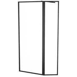 Paroi de douche à l'italienne fixe + volet pivotant 80+40 x 200 cm, noir mat, Galedo Dark Edge Shelf