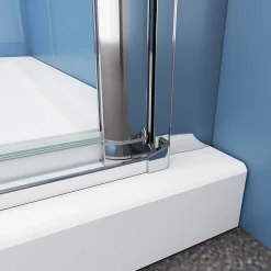 Paroi de douche à l'italienne chrome L115 x H185cm style atelier,pivotante et pliante,6mm verre anticalcaire
