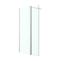Paroi de douche à l'italienne fixe avec volet l.80+45 x H.195 cm, verre transparent, profilés alu chrome, GoodHome Ledava
