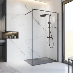 Paroi de douche à l'italienne transparente, profilé noir mat 140 cm, Schulte Impériale Contoura