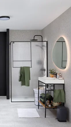 Paroi de douche à l'italienne GoodHome Ezili gaufré profilé noir 120 cm