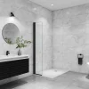 Paroi de douche à l'italienne pivotante mural - 8 mm verre anticalcaire, alu Noir - 45x200 cm