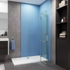 Paroi de douche à l'italienne pivotante chrome 120x190cm style atelier,8mm verre anticalcaire avec Porte Serviette Intégré