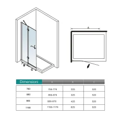 Paroi de douche à l'italienne pivotante chrome 120x190cm style atelier,8mm verre anticalcaire avec Porte Serviette Intégré