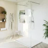 Paroi de douche à l'italienne centrale l.140 x 195 cm, profilés alu finition chrome, GoodHome Ledava