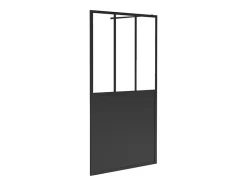 Paroi de douche à l'italienne style atelier - Noir mat - 100 x 200 cm - URBANIK