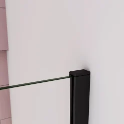 paroi de douche à l'italienne fixe 90x200cm,style atelier,Profilé en aluminium noir mat,en 8mm verre anticalcaire,sans receveur