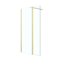 Paroi de douche à l'italienne + volet pivotant l.80+45 x 195 cm, profilés alu finition doré brossé, GoodHome Ledava