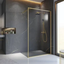 Paroi de douche à l'italienne transparente, profilé doré 100 cm, Schulte Impériale Contoura