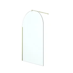 Paroi de douche à l'italienne arrondie l.120 x 198 cm, profilés alu finition doré brossé, GoodHome Ledava