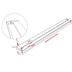 Paroi de douche à l'italienne Chrome 140x200cm - 8mm verre anticalcaire + Barre de fixation 140cm + Étagère de Douche 140cm