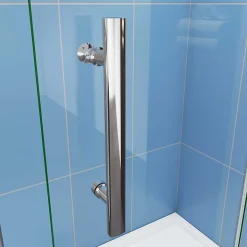 Paroi de douche à l'italienne chrome L75 x H185cm style atelier,pivotante et pliante,6mm verre anticalcaire