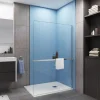 Paroi de douche à l'italienne Chrome 140x200cm - 8mm verre anticalcaire + + Étagère de Douche 140cm en alu
