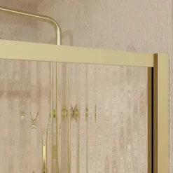 Paroi de douche à l'italienne l.90 x H.200 cm verre ondulé et profilés doré brossé, Galedo Golden Edge