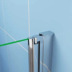 Paroi de douche à l'italienne chrome L105 x H195cm ,pivotante et pliante,6mm verre anticalcaire,Installation réversible