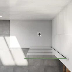 paroi de douche à l'italienne 100x190cm,6mm verre anticalcaire,paroi fixe avec bandes horizontales sérigraphiées