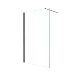 Paroi de douche à l'italienne fixe l.120 x H.195 cm, verre transparent, profilés alu noir, GoodHome Ledava