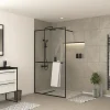 Paroi de douche à l'italienne avec porte-serviettes H.200 x l.120 cm, ép. 6 mm, profilé noir, Galedo Edge