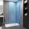 Paroi de douche à l'italienne chrome L95 x H195cm style atelier,pivotante et pliante,6mm verre anticalcaire