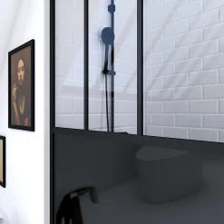 Paroi de douche à l'italienne Galedo Black Indus transparent 140cm