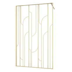 Paroi de douche à l'italienne fixe l.120 x H.195 cm, motifs art déco, doré brossé, Galedo Art Deco
