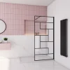 Paroi de douche à l'italienne 120x200cm avec barre de fixation carrée 90cm,8mm verre anticalcaire,style atelier -Noir mat