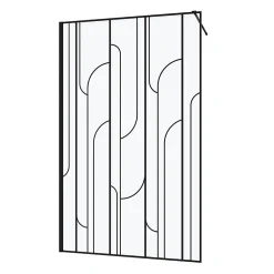 Paroi de douche à l'italienne l.120 x H.195 cm profilés noirs, Galedo Art Déco