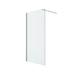 Paroi de douche à l'italienne fixe l.100 x H.195 cm, verre transparent, profilés alu chrome, GoodHome Ledava