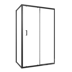 Paroi de douche 1 porte coulissante + Retour 120x90x200 cm - Verre 6 mm - Profilé Noir - CRUSH