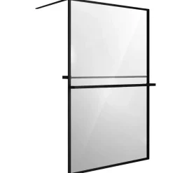 Paroi de douche 120 x 200 avec Porte Serviette et Porte Savon cadre complet Noire Essebagno